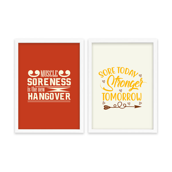 Muscle soreness and sore today stronger tomorrow Set of 2 Gym Posters