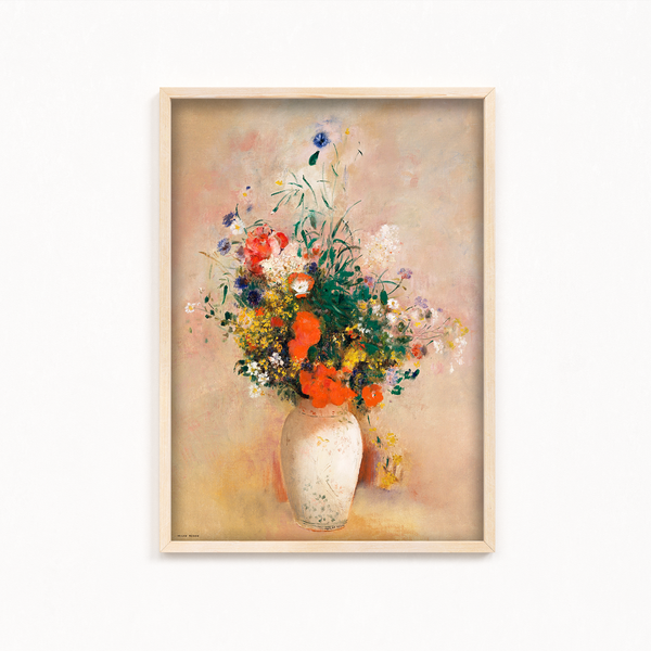 Vase of Flowers (Pink Background) (1906) by Odilon Redon Botanical Wall Art