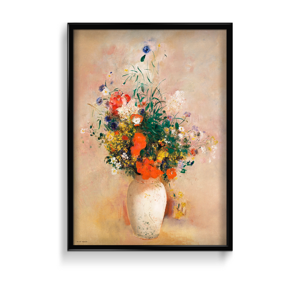 Vase of Flowers (Pink Background) (1906) by Odilon Redon Botanical Wall Art
