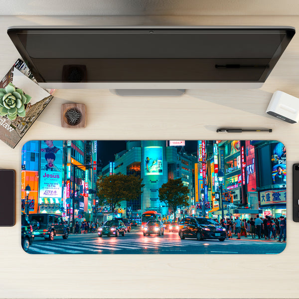 Tokyo City Lights Desk Mat | Desk Pad | Mouse Pad