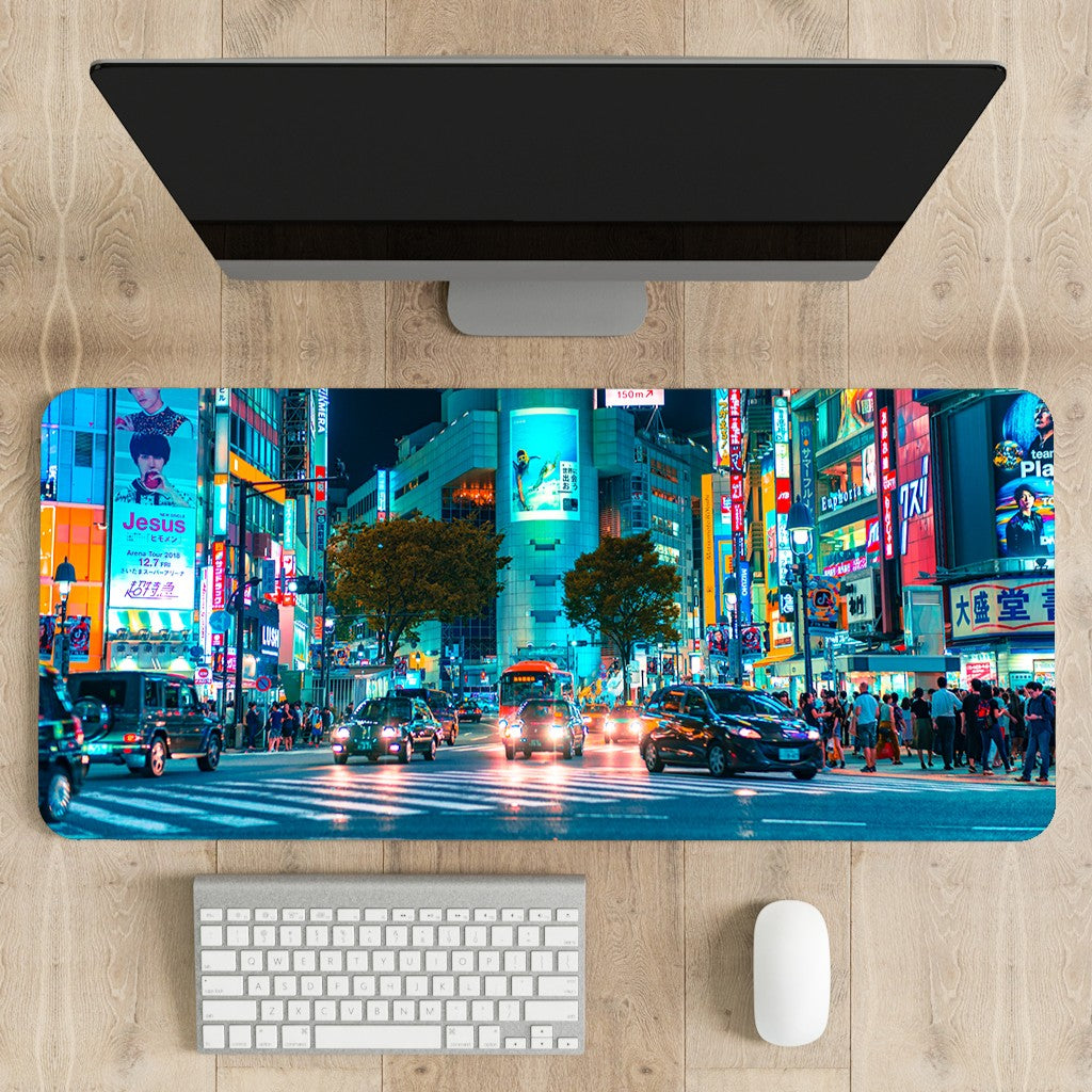Tokyo City Lights Desk Mat | Desk Pad | Mouse Pad