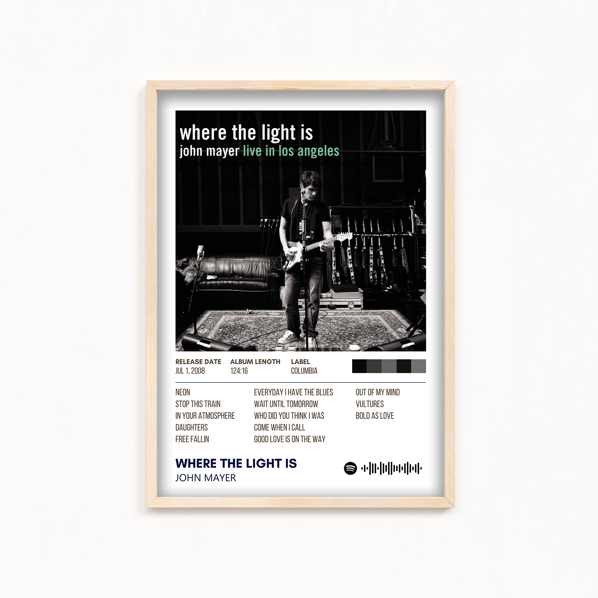 Where the light is by John Mayer Album Poster
