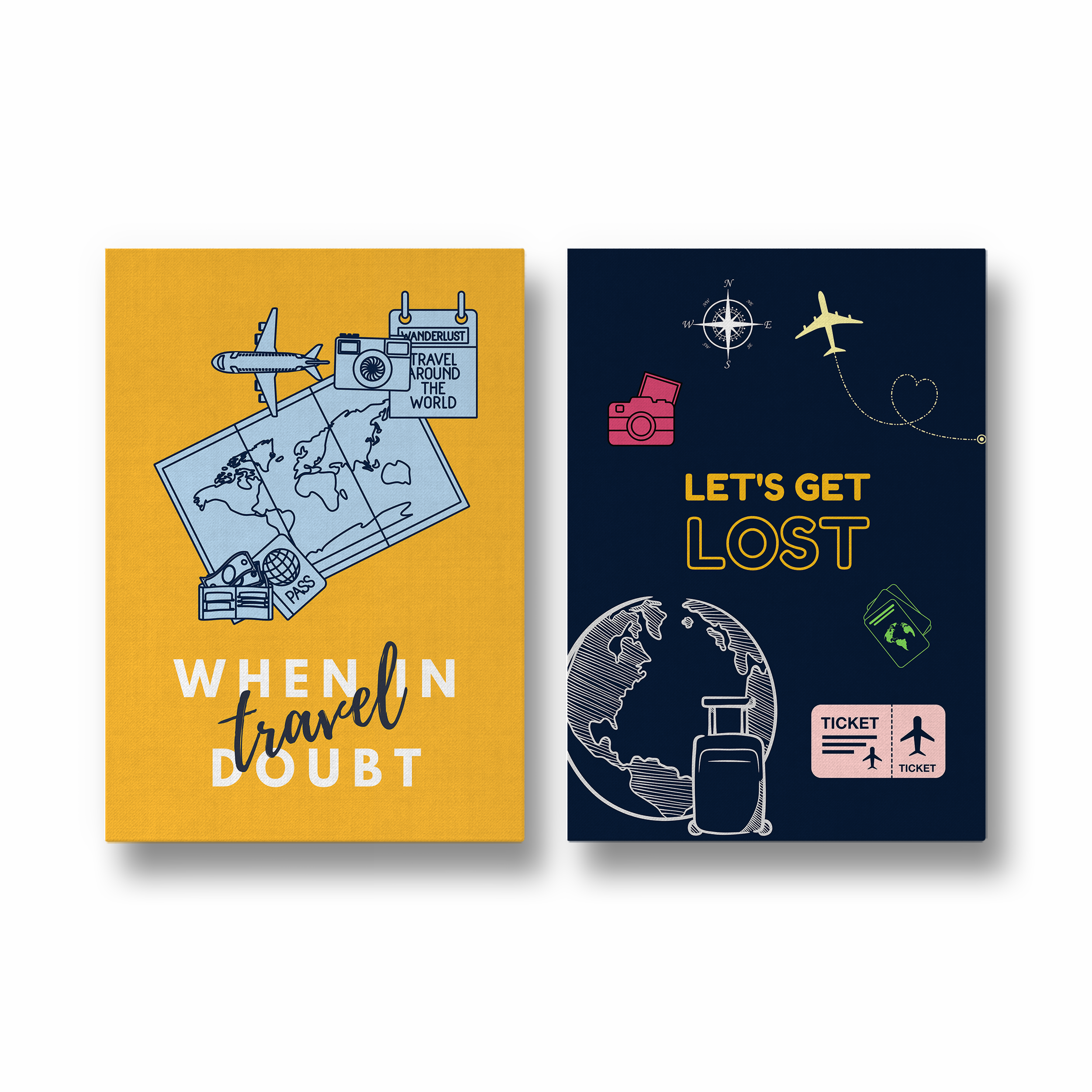 When in doubt & Let's get lost Set of 2 Travel Posters