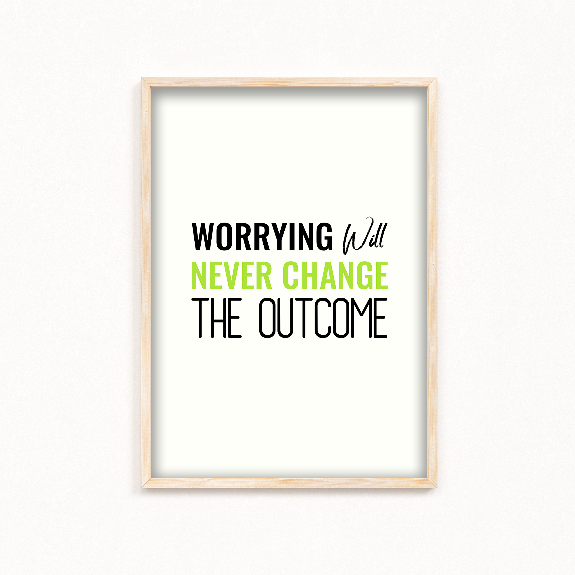 Worrying will never change the outcome Quote Wall Art