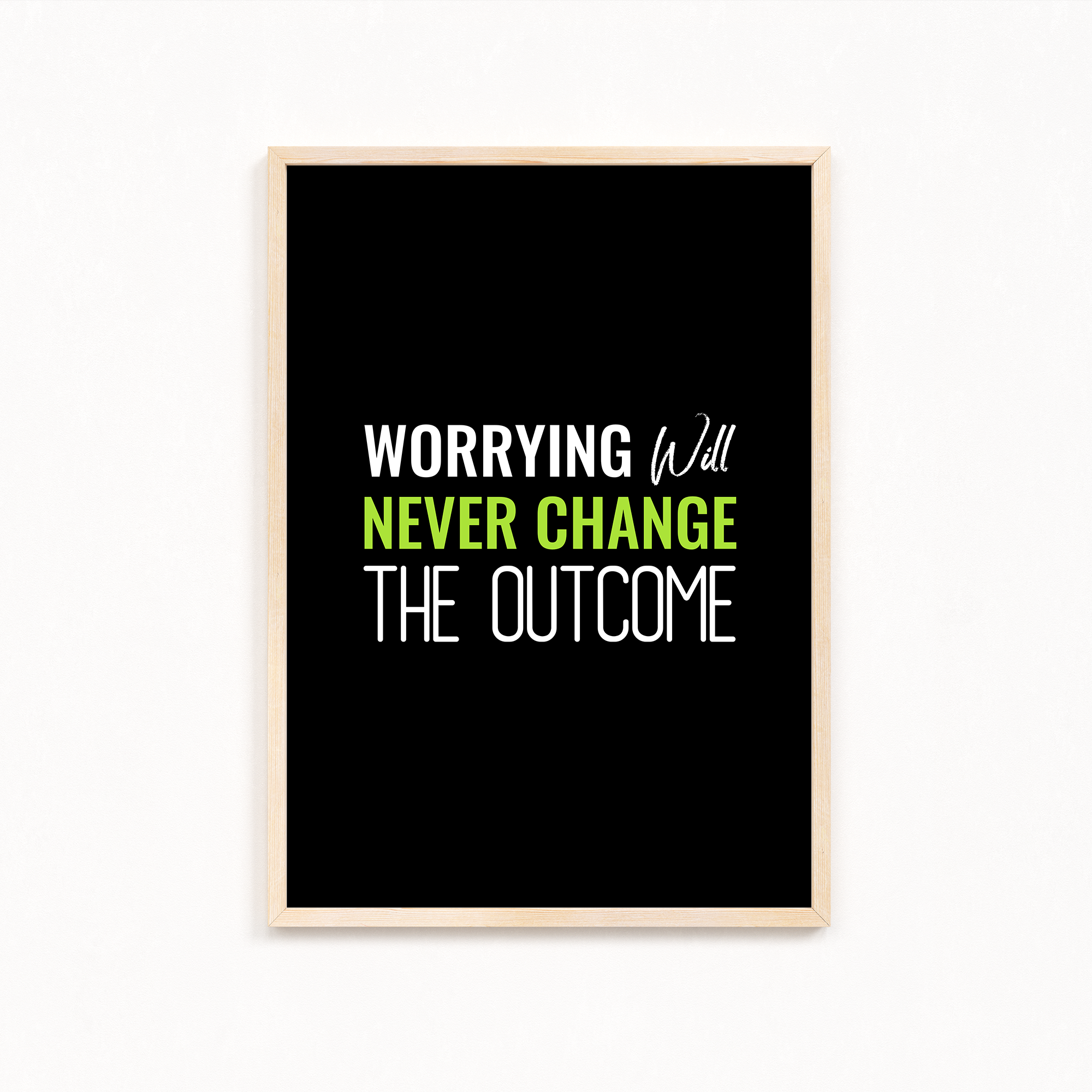 Worrying will never change the outcome Quote Wall Art