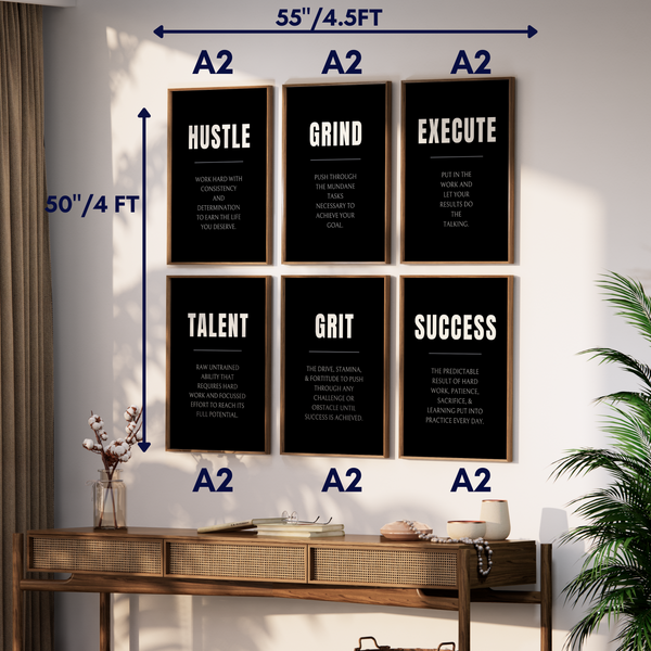 Set of 6 Motivational Quotes Wall Art