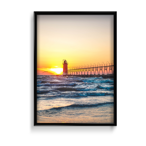 Sunset Light House View Wall Art