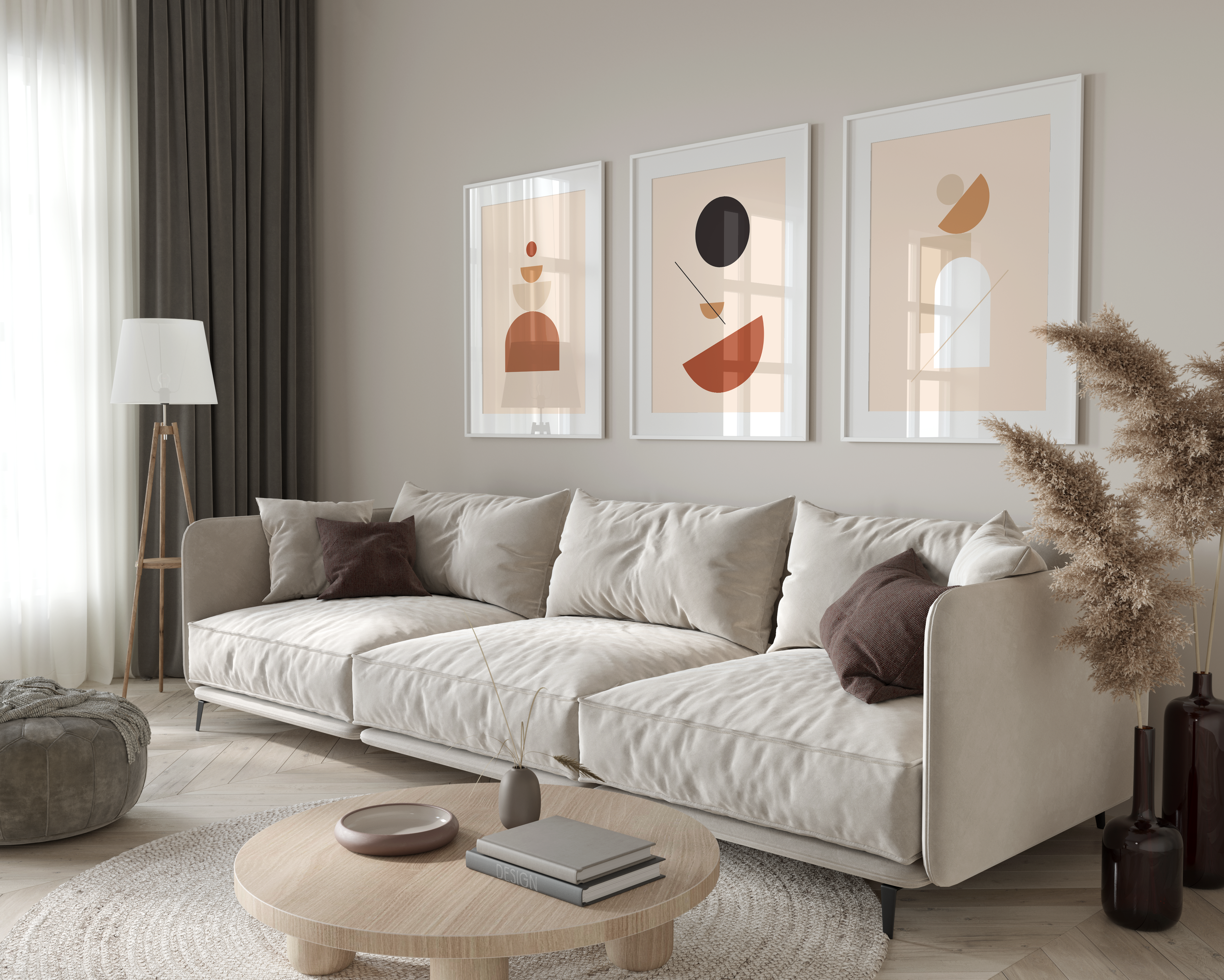 Set of 3 Abstract Geometric Modern Wall Art