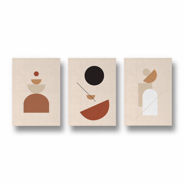 Set of 3 Abstract Geometric Modern Wall Art