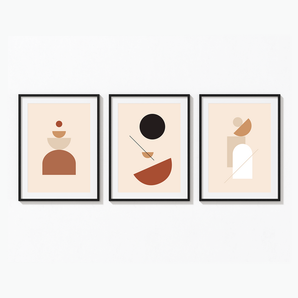 Set of 3 Abstract Geometric Modern Wall Art