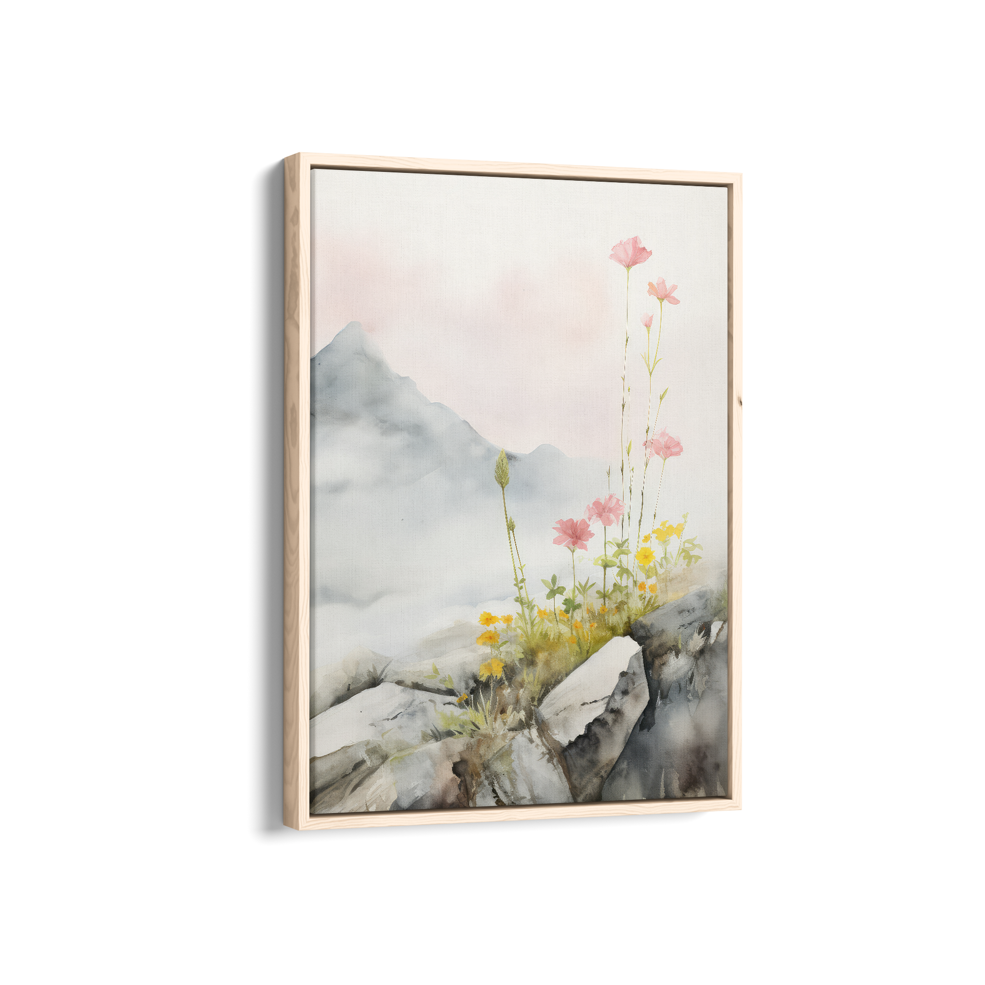 Floral Cascades in Misty Mountains Wall Art