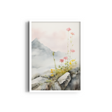 Floral Cascades in Misty Mountains Wall Art