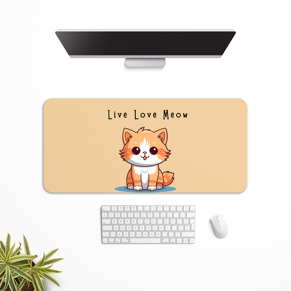 Live love Meow Cat Desk Mat | Desk Pad | Mouse Pad