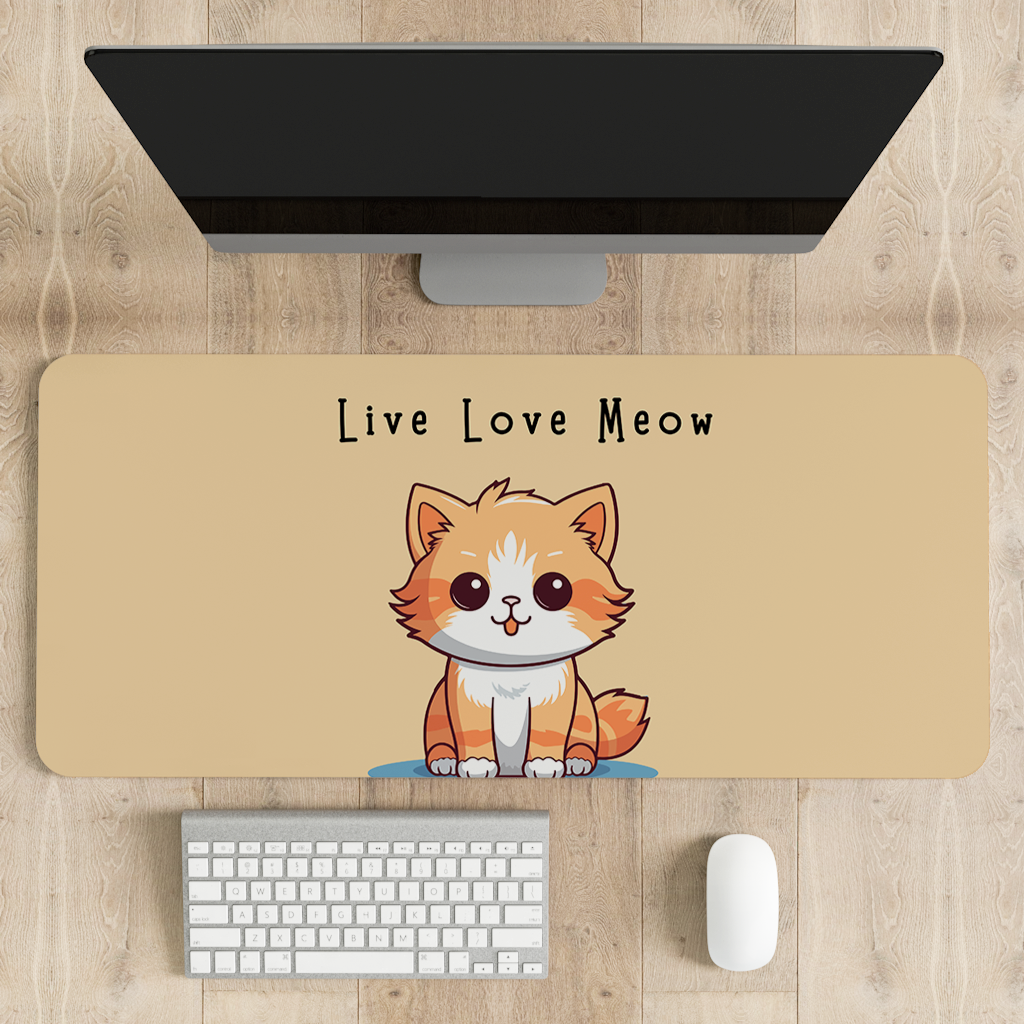 Live love Meow Cat Desk Mat | Desk Pad | Mouse Pad