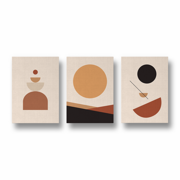 Set of 3 Abstract Geometric Modern Wall Art