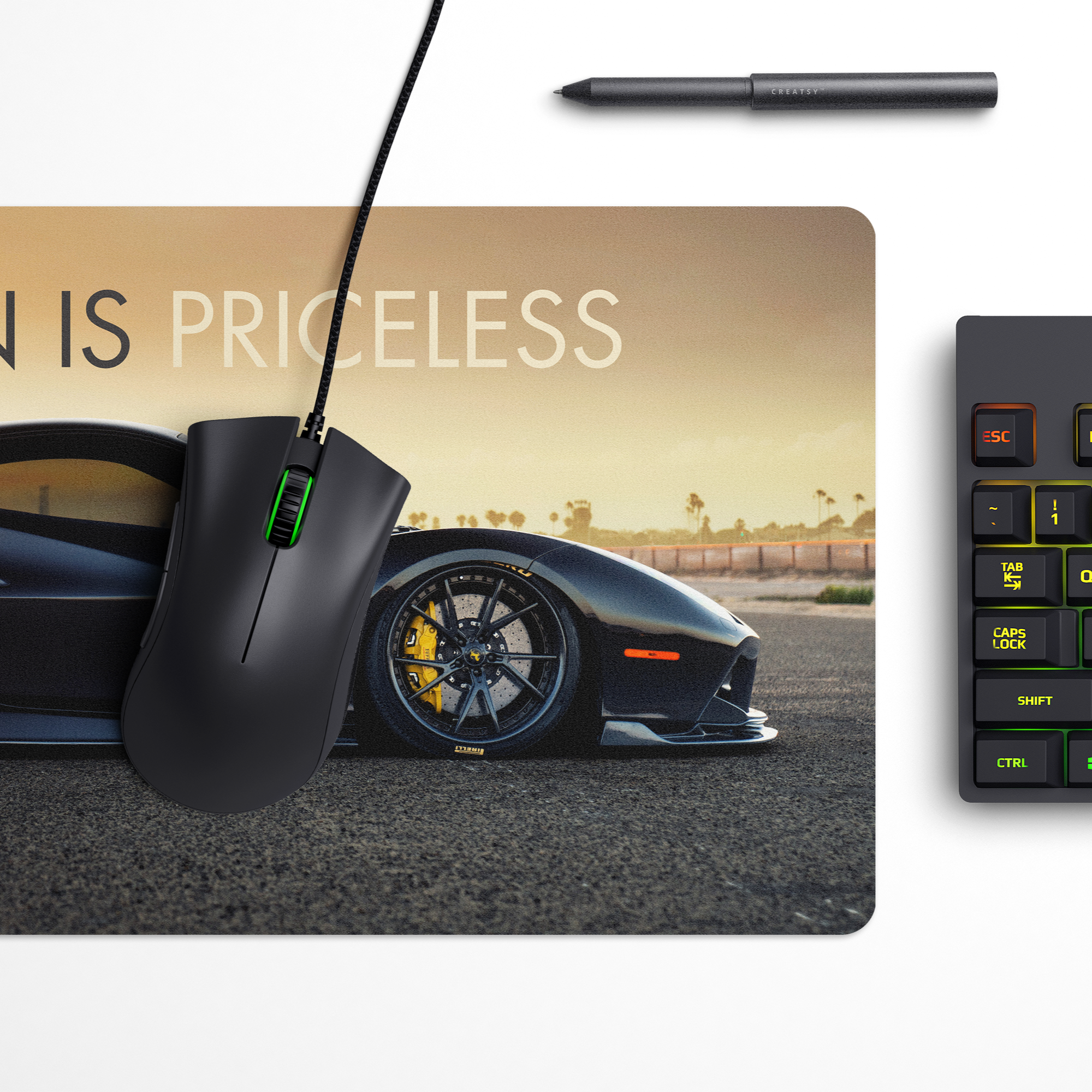Ambition is priceless - Ferrari 488 GTB Desk Mat | Desk Pad | Mouse Pad