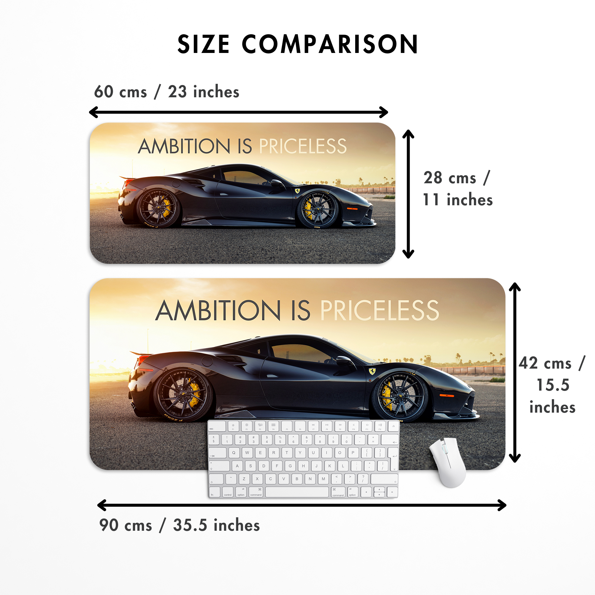 Ambition is priceless - Ferrari 488 GTB Desk Mat | Desk Pad | Mouse Pad