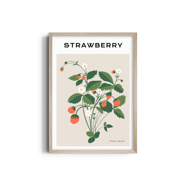 Strawberry Botanical Modern Wall Art
