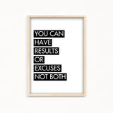 You can have results or excuses not both Poster