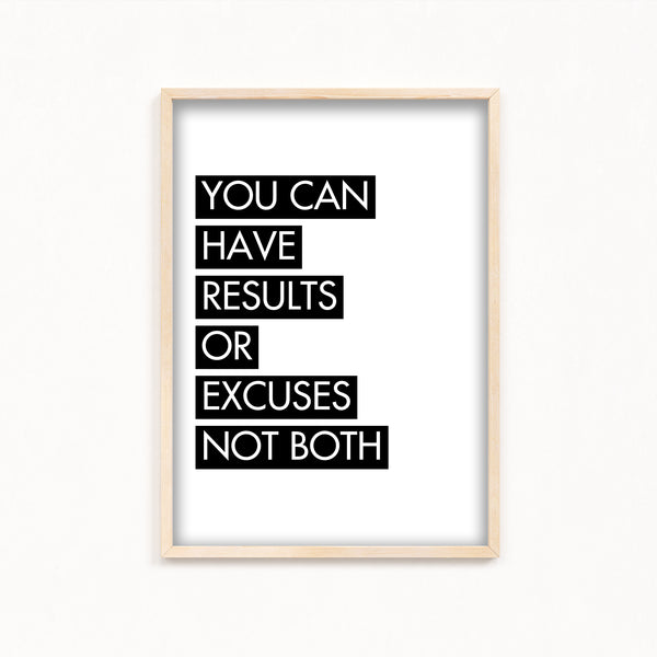 You can have results or excuses not both Poster
