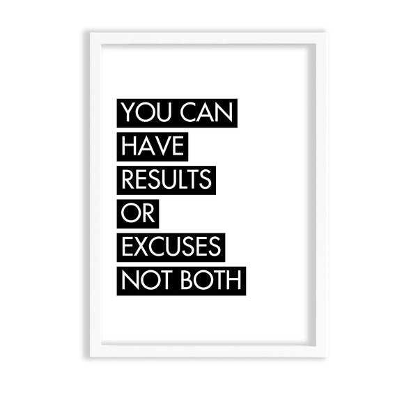 You can have results or excuses not both Poster