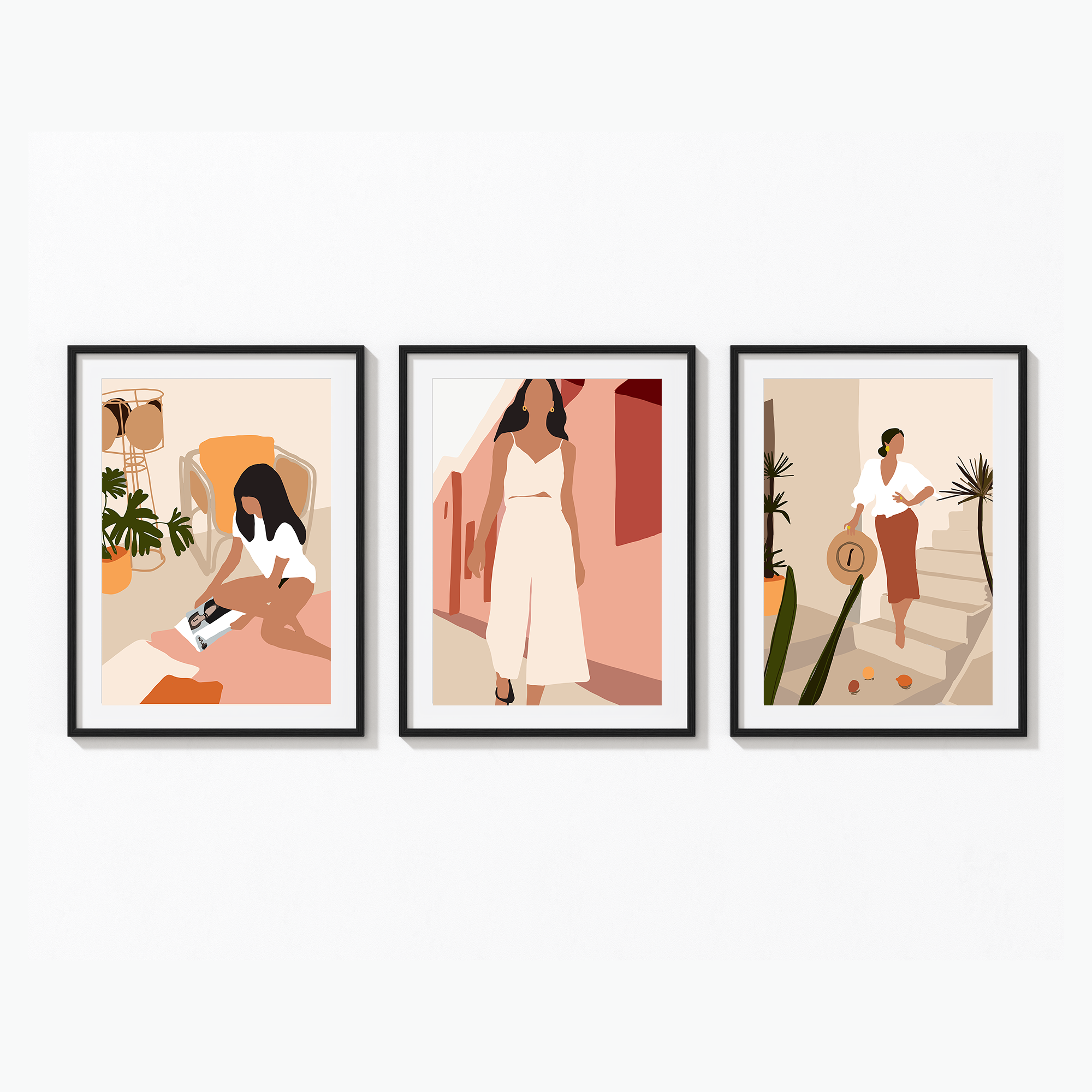 Set of 3 Women Modern Wall Art