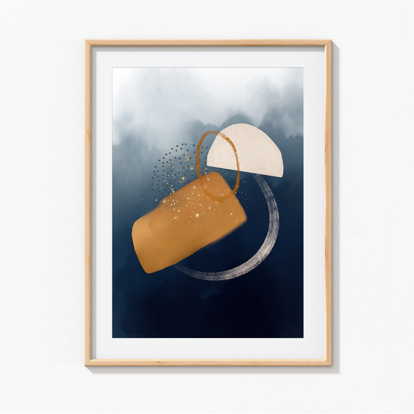 Celestial Blue Abstract Modern Wall Art