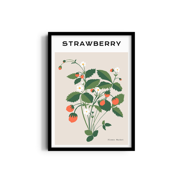 Strawberry Botanical Modern Wall Art