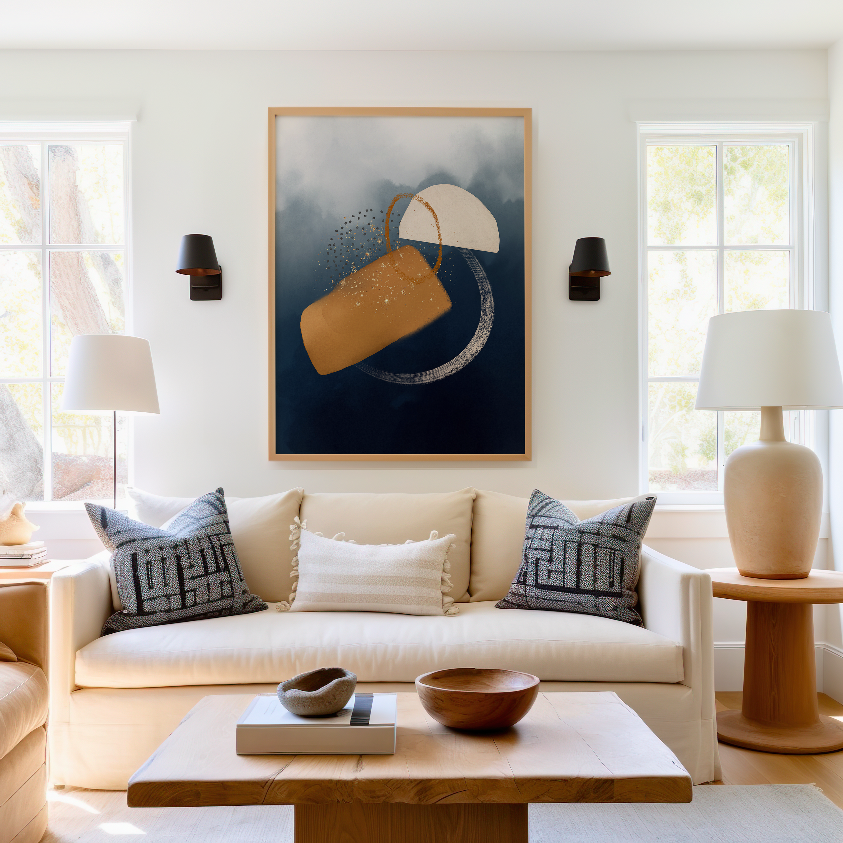 Celestial Blue Abstract Modern Wall Art