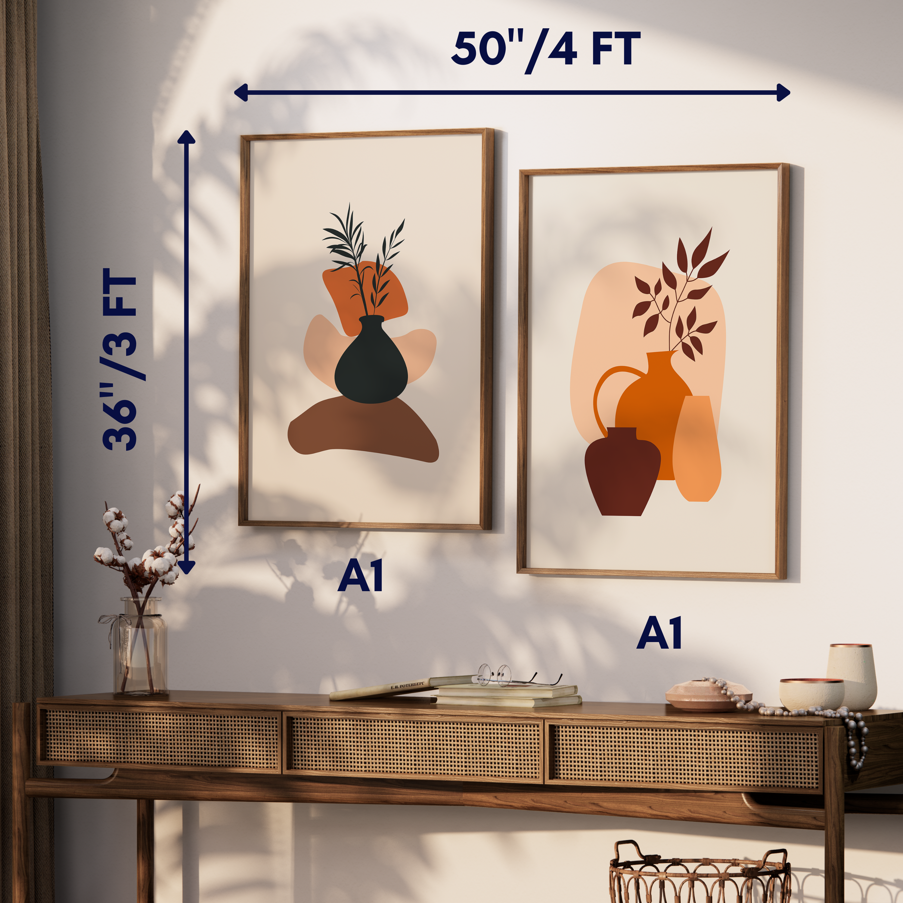 Set of 2 Mid-century Abstract Modern Wall Art