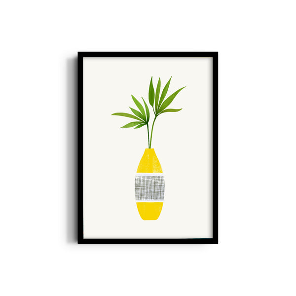 Greenery in Yellow Vase Wall Art