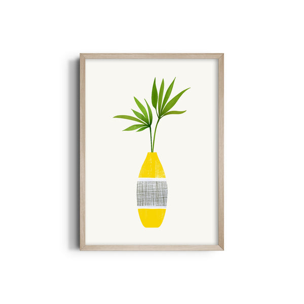 Greenery in Yellow Vase Wall Art