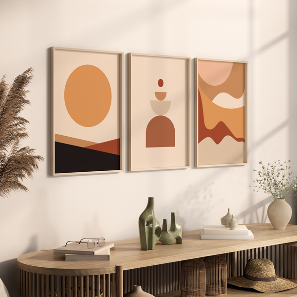 Set of 3 Abstract Geometric Wall Art
