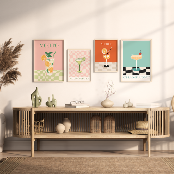 Set of 4 Drinks Kitchen / Bar Wall Art