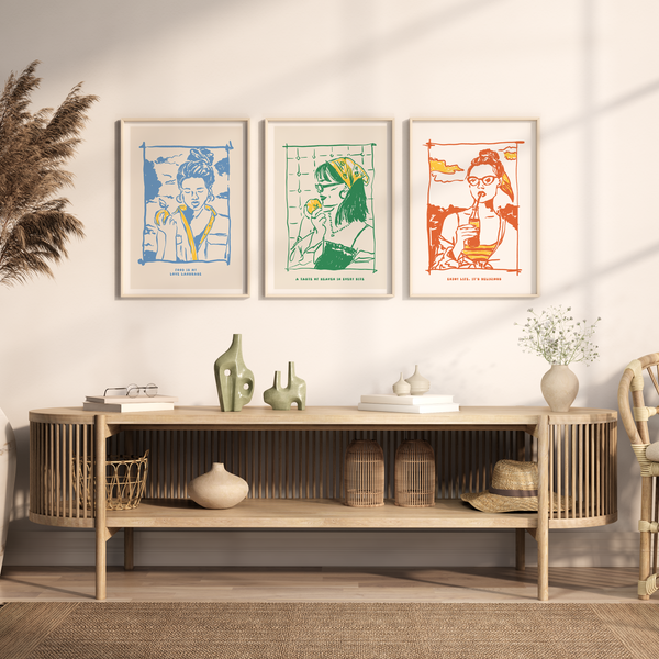 Set of 3 Women enjoying Summer Wall Art