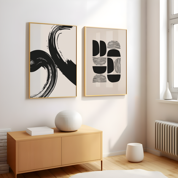 Set of 2 Dark Abstract Wall Art