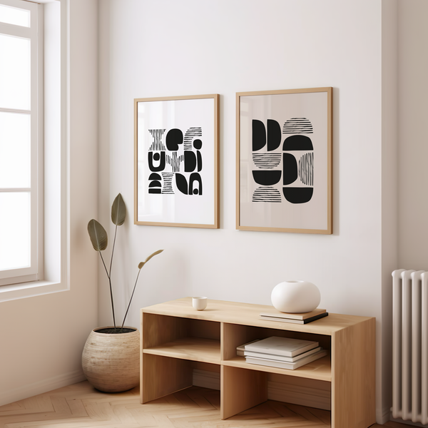 Set of 2 Dark Abstract Wall Art