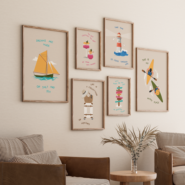 Set of 6 Travel Quotes Wall Art