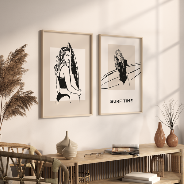 Set of 2 Surf Women Wall Art