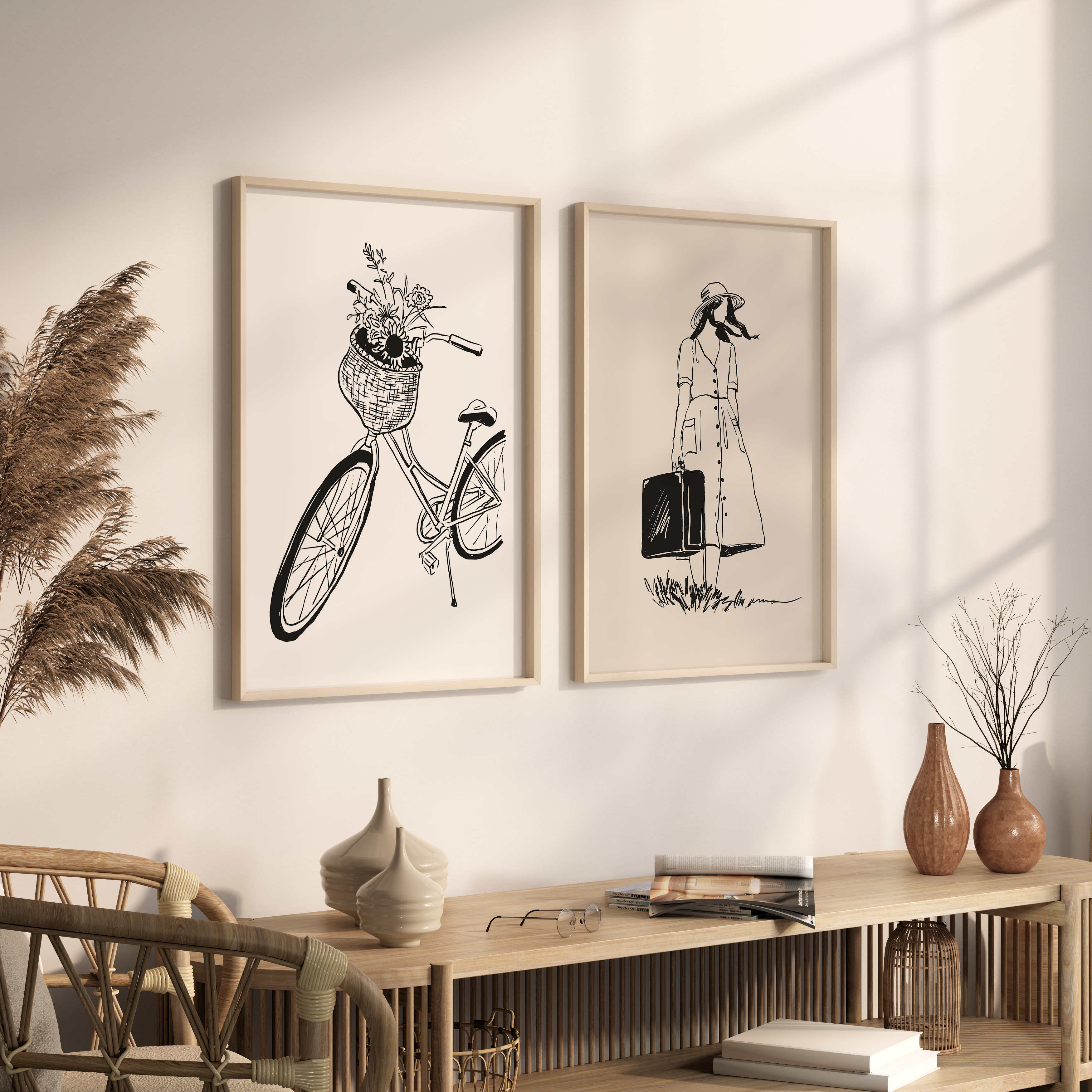 Set of 2 Travel Women Wall Art