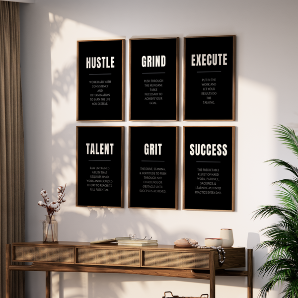 Set of 6 Motivational Quotes Wall Art
