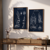 Set of 2 Space Blueprint Wall Art