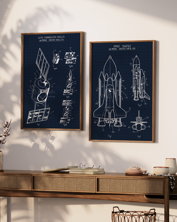 Set of 2 Space Blueprint Wall Art