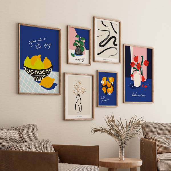 Set of 6 Shades of blue Wall Art