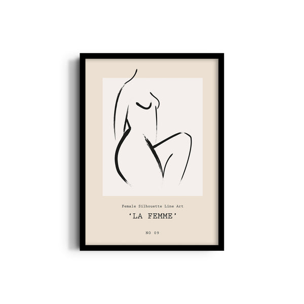 Female Silhouette line art Boho Modern Wall Art