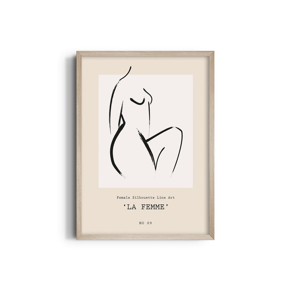 Female Silhouette line art Boho Modern Wall Art