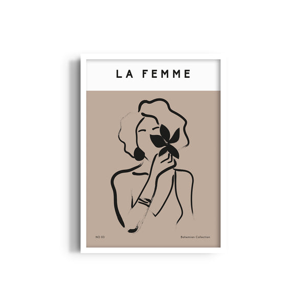 La femme Whispering Wildflowers Boho Modern Wall Art