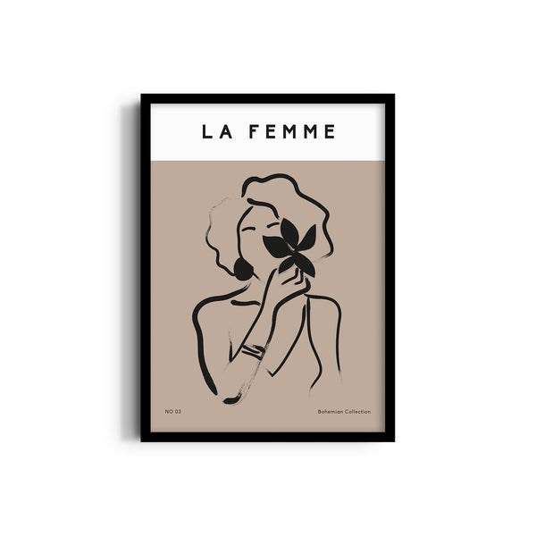 La femme Whispering Wildflowers Boho Modern Wall Art