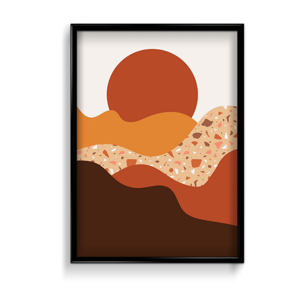 The Red Sun - Minimal Landscape Modern Wall Art