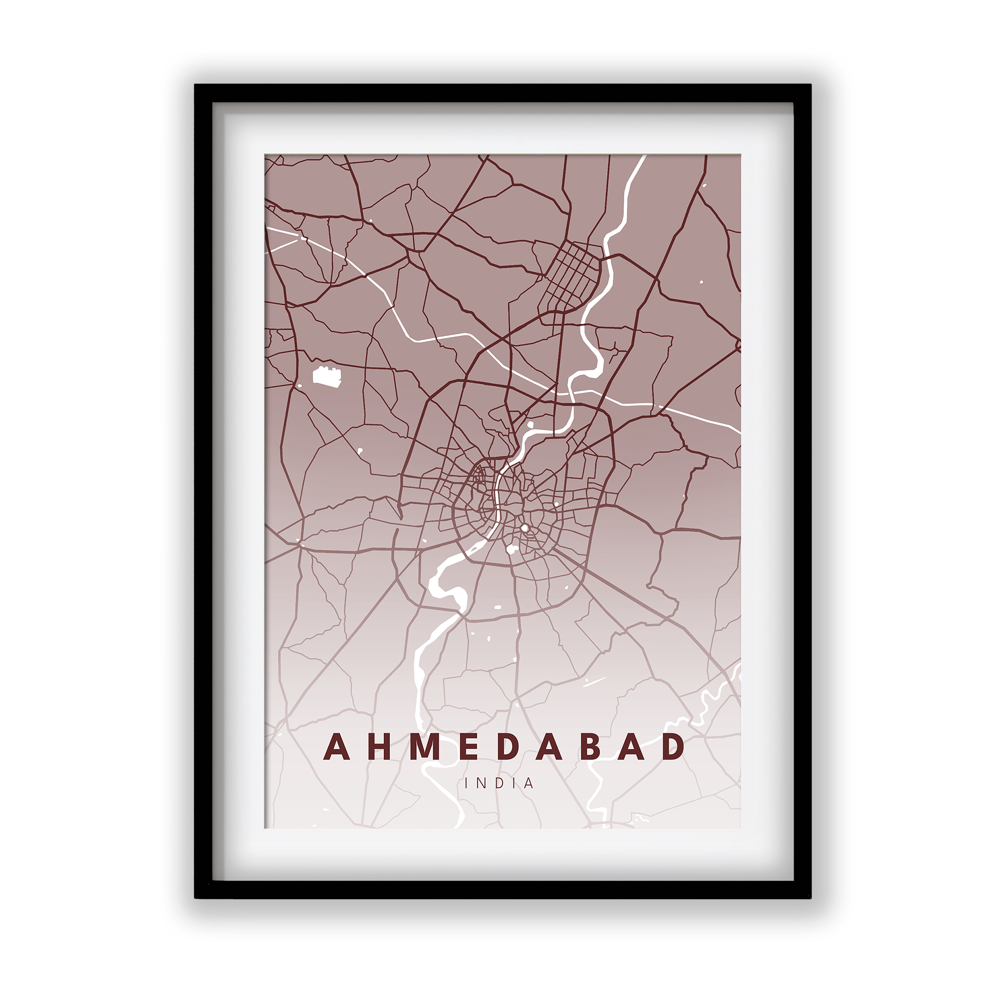 Ahmedabad City Street Map Art - The Mortal Soul